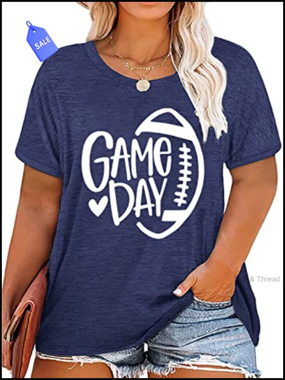 Plus Size Football Graphic T-Shirt Women Sunday Funday Short Sleeve Tee